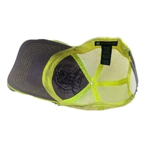 John Deere Adjustable Gray/ lime green Mesh Advertising Logo Hat Cap - Picture 5 of 10